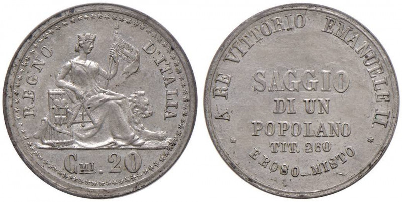 Studi per la monetazione del Regno (1860-1861) Milano - 20 Centesimi ”Saggio di ...