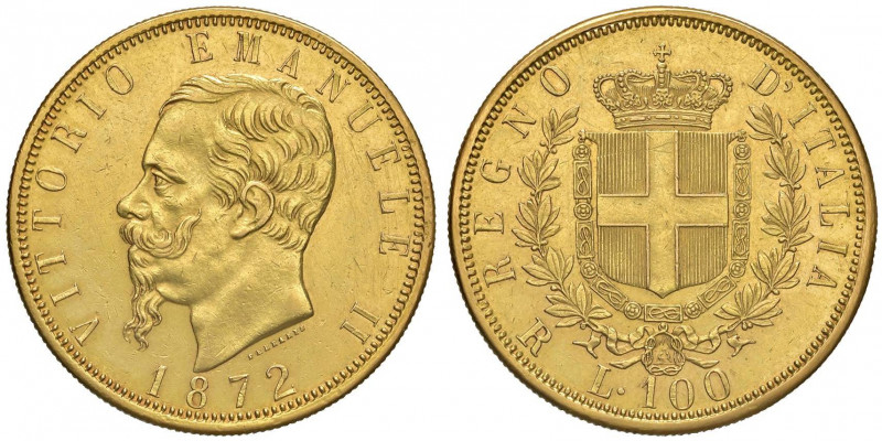 Vittorio Emanuele II (1861-1878) 100 Lire 1872 R - Nomisma 844 AU RR Tiratura di...