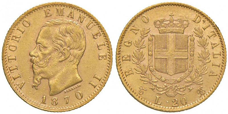 Vittorio Emanuele II (1861-1878) 20 Lire 1870 T - Nomisma 858 AU RR Minimo colpe...