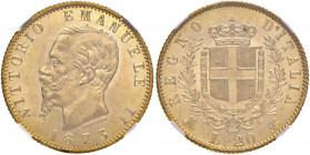 Vittorio Emanuele II (1861-1878) 20 Lire 1873 M - Nomisma 861 AU In slab NGC MS65 5887106-010. Conservazione eccezionale
FDC