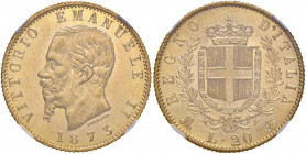Vittorio Emanuele II (1861-1878) 20 Lire 1873 M - Nomisma 861 AU In slab NGC MS65 5887106-008. Conservazione eccezionale
FDC