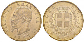 Vittorio Emanuele II (1861-1878) 20 Lire 1873 M - Nomisma 861 AU In slab NGC MS64+ 5887106-001. Conservazione eccezionale
FDC