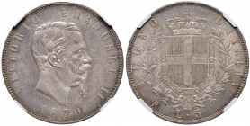 Vittorio Emanuele II (1861-1878) 5 Lire 1870 R - Nomisma 887 AG R In slab NGC MS63 5887105-056. Splendida patina
FDC