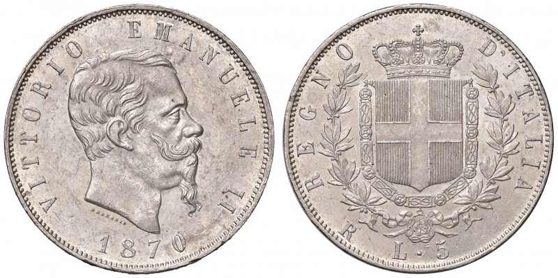 Vittorio Emanuele II (1861-1878) 5 Lire 1870 R - Nomisma 887 AG R Minimi graffie...