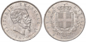 Vittorio Emanuele II (1861-1878) 5 Lire 1870 R - Nomisma 887 AG R Minimi graffietti nei campi 
SPL+/qFDC