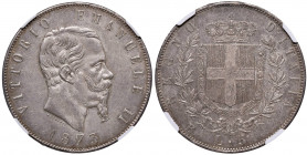 Vittorio Emanuele II (1861-1878) 5 Lire 1873 R - Nomisma 895; Pag. 497 AG RRR In slab NGC MS61 5887104-054 
SPL+