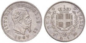Vittorio Emanuele II (1861-1878) Lira 1867 T - Nomisma 916 AG RR
qFDC