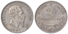 Vittorio Emanuele II (1861-1878) 20 Centesimi 1867 T valore - Nomisma 936 AG R Minimo graffietto al R/
SPL