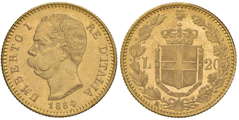 Umberto I (1878-1900) 20 Lire 1884 - Nomisma 983 AU RR Fondi leggermente lucidat...
