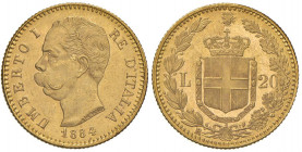 Umberto I (1878-1900) 20 Lire 1884 - Nomisma 983 AU RR Fondi leggermente lucidati ma bell’esemplare
qFDC