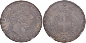 Umberto I (1878-1900) 2 Lire 1885 - Nomisma 998 AG R In slab NGC MS64 5887105-040. Bellissima patina
FDC