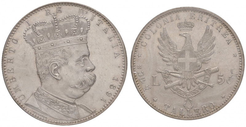 Umberto I (1878-1900) Eritrea - Tallero 1891 - Nomisma 1037 AG R Sigillato FDC &...