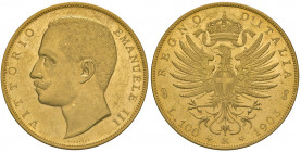 Vittorio Emanuele III (1900-1946) 100 Lire 1903 - Nomisma 1045 AU RR Consueti segnetti da contatto e graffietti al D/ e minimi colpetti al bordo
SPL+...