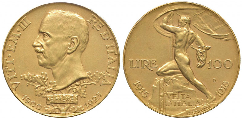 Vittorio Emanuele III (1900-1946) 100 Lire 1925 - Nomisma 1054 AU RR Sigillato q...