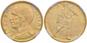Vittorio Emanuele III (1900-1946) 50 Lire 1932 A. X - Nomisma 1069 AU In slab NGC MS65 3155567-004 
FDC