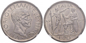 Vittorio Emanuele III (1900-1946) 20 Lire 1927 A. V - Nomisma 1083; Pag. 671 AG RRR Tiratura di 100 esemplari. In slab NGC MS66 5887104-029
FDC