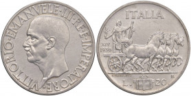 Vittorio Emanuele III (1900-1946) 20 Lire 1936 - Nomisma 1094 AG R Sigillato SPL/FDC da Gianfranco Erpini. Graffietti al D/ e R/, colpetti al bordo
S...