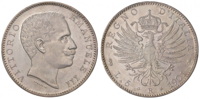 Vittorio Emanuele III (1900-1946) 5 Lire 1901 - Nomisma 1128 AG RRRR Tiratura di...