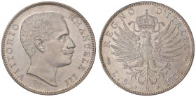 Vittorio Emanuele III (1900-1946) 5 Lire 1901 - Nomisma 1128 AG RRRR Tiratura di 114 esemplari. In slab PCGS PR62CAM 651997.62/33185028 
FDC