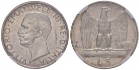 Vittorio Emanuele III (1900-1946) 5 Lire 1935 - Nomisma 1143 AG RRR Tiratura di soli 50 esemplari. In slab NGC MS64 5887104-024
FDC