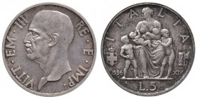 Vittorio Emanuele III (1900-1946) 5 Lire 1936 Prova - Nomisma P33 AG RRR 
FDC