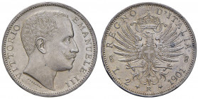 Vittorio Emanuele III (1900-1946) 2 Lire 1901 - Nomisma 1151 AG RR Un minimo graffietto sulla guancia al D/ ma esemplare eccezionale 
FDC