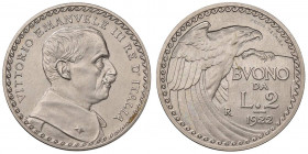 Vittorio Emanuele III (1900-1946) Progetto del Buono da 2 Lire 1922 Prova tecnica - P.P. 245 NI (g 10,01) RR
FDC