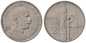 Vittorio Emanuele III (1900-1946) 2 Lire 1927 - Nomisma 1171 NI RR Minimi graffietti e colpetti al bordo 
SPL