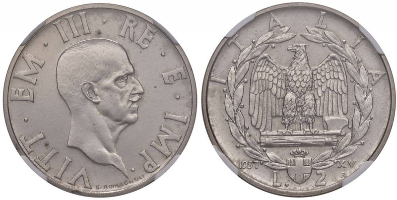 Vittorio Emanuele III (1900-1946) 2 Lire 1937 - Nomisma 1181 AC RRR Tiratura di ...