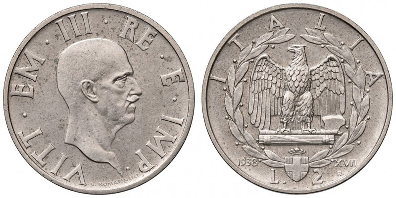 Vittorio Emanuele III (1900-1946) 2 Lire 1938 - Nomisma 1182 AC RRRR Tiratura di...