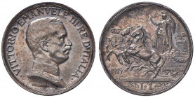 Vittorio Emanuele III (1900-1946) Lira 1915 Prova di stampa - P.P. 259; Luppino ART65BIS AG RRR Intensa patina. Di questa produzione, che dovrebbe ess...