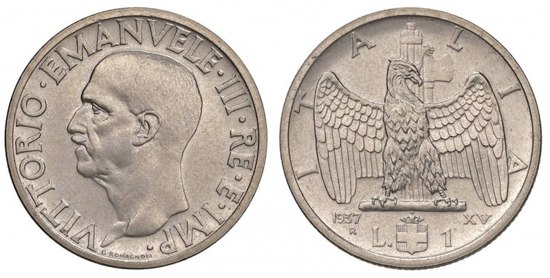 Vittorio Emanuele III (1900-1946) Lira 1937 - Nomisma 1220 AC RRR Tiratura di so...