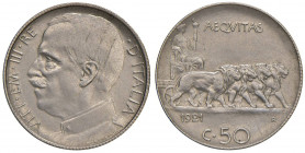 Vittorio Emanuele III (1900-1946) 50 Centesimi 1921 R - Nomisma 1238 NI
SPL