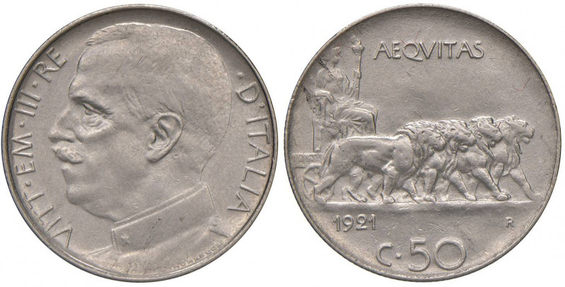 Vittorio Emanuele III (1900-1946) 50 Centesimi 1921 R - Nomisma 1238 NI
SPL