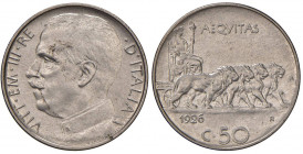 Vittorio Emanuele III (1900-1946) 50 Centesimi 1926 - Nomisma 1243 NI R Tiratura di 500 esemplari. Minimi graffietti 
FDC