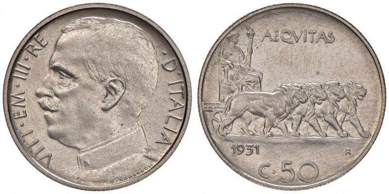 Vittorio Emanuele III (1900-1946) 50 Centesimi 1931 - Nomisma 1248 NI RRR Tiratu...