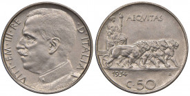 Vittorio Emanuele III (1900-1946) 50 Centesimi 1934 - Nomisma 1251 NI RRR Tiratura di 50 esemplari. Un insignificante segnetto al D/
FDC