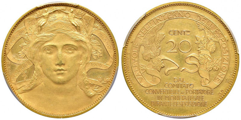 Vittorio Emanuele III (1900-1946) 20 Centesimi 1906 Buono per la Fiera di Milano...