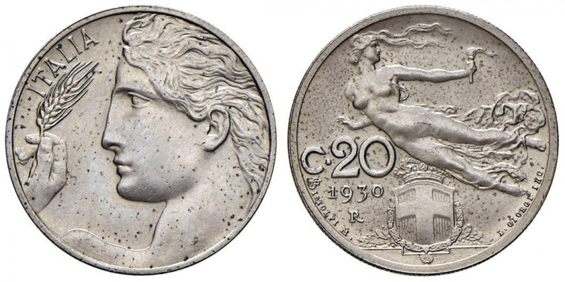 Vittorio Emanuele III (1900-1946) 20 Centesimi 1930 - Nomisma 1283 NI RRR Tiratu...
