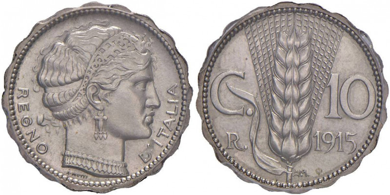 Vittorio Emanuele III (1900-1946) Progetto 10 Centesimi 1915 Bordo ondulato - P....