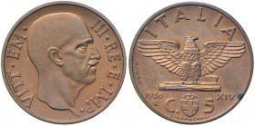 Vittorio Emanuele III (1900-1946) 5 Centesimi 1936 Prova - Nomisma P68 CU (g 3,30) RRR
FDC
