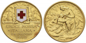 MEDAGLIE DELLA CRI E DELLA PRIMA GUERRA MONDIALE Medaglia (50 Lire) 1915 II emissione (n. 220) - Cavazzoni 5 AU (g 15,14) RR Graffietto al D/
SPL
