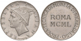 REPUBBLICA ITALIANA Prova tecnica di moneta di nichel da 50 lire 1950, bordo zigrinato - Luppino PP597; P.P. 705 NI (g 6,21 - Ø 25 mm) RRRRR Insignifi...