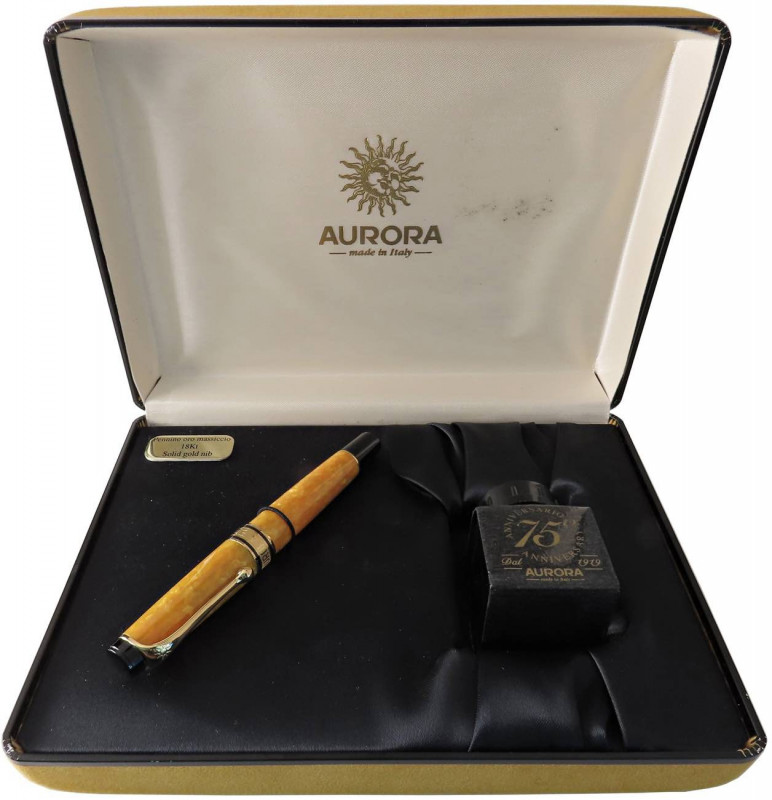 AURORA Penna stilografica - Pennino M in oro 18 kt - Scatola originale con gli a...