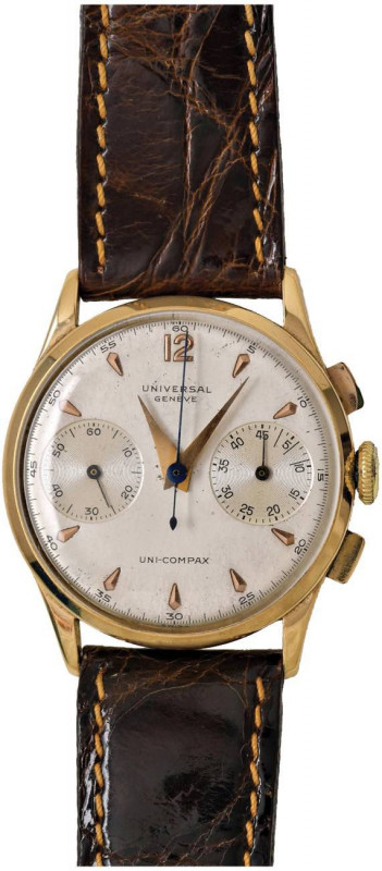 Universal Geneve Uni-compax cal.285 a carica manuale. Cassa in oro giallo con di...