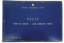 (Savoia) NOZZE MARIA DI SAVOIA - LUIGI BORBONE PARMA, Roma, Istituto Nazionale LUCE, 23 Gennaio 1939. 240x350mm, 17 fogli in cartoncino grigio n.n. Le...