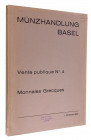 MÜNZHANDLUNG BASEL, Basel. Nr. 4 vom 1. 10. 1935. Coll. Prince W(aldeck) und Cte. C. de B. Monnaies grecques. 75 S. mit 1279 Nrn., 41 Tf., SL. Broschi...