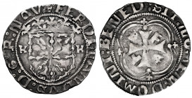 Carlos I (1516-1556). 1 real. Pamplona. (Cal-73). (Ros-9/11 var). Anv.: + : FERNANDVS : D : G : R : NAV : . Rev.: SIT : NOMEN : DOMINI : BENED : . Ag....