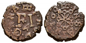 Felipe III (1598-1621). 4 cornados. 1608 (168). Pamplona. (Cal-62). (Ros-4.4.12 var). Anv.: · P · H · S · D · G · R · N · A ·. Rev.: · I · N · S · A ·...