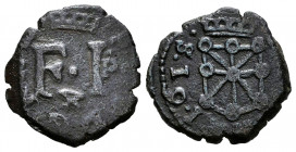 Felipe III (1598-1621). 4 cornados. 1615. Pamplona. (Cal-74). (Ros-4.4.25 var). Rev.: .... 1 · 61 · S ·. Ae. 3,06 g. Tipo 4 tumbado y P a la derecha d...